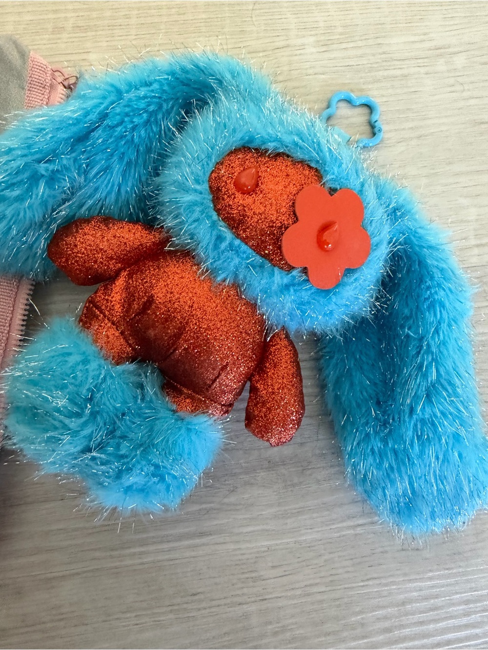 Juju Keychain - Blue Fur with Sparkling Red Body